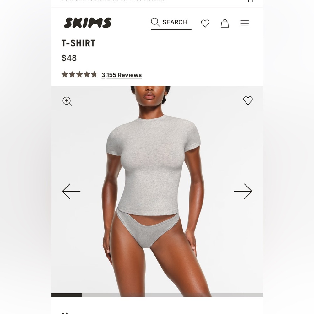 SKIMS Light Gray Short Sleeve Tee